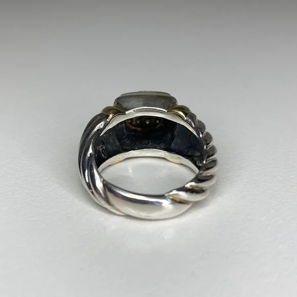 David Yurman Sterling & 18k Gold Pave Diamond Ring - Picture 5 of 11